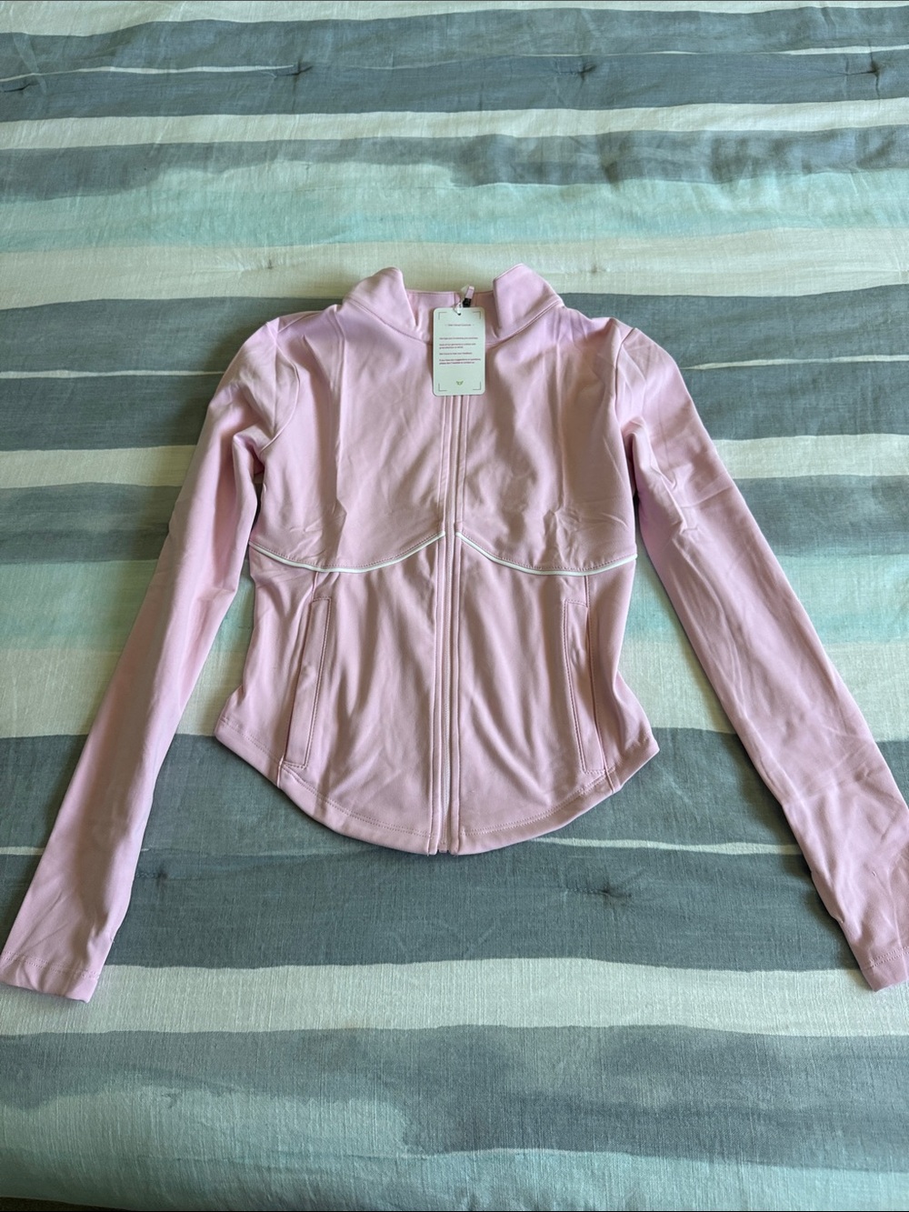 Women's Light Pink Zip-Front Jacket with Slim Fit